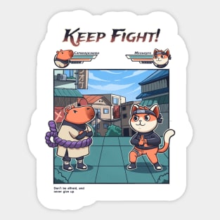 The Epic Showdown Capybarachimaru vs. Meowruto Sticker